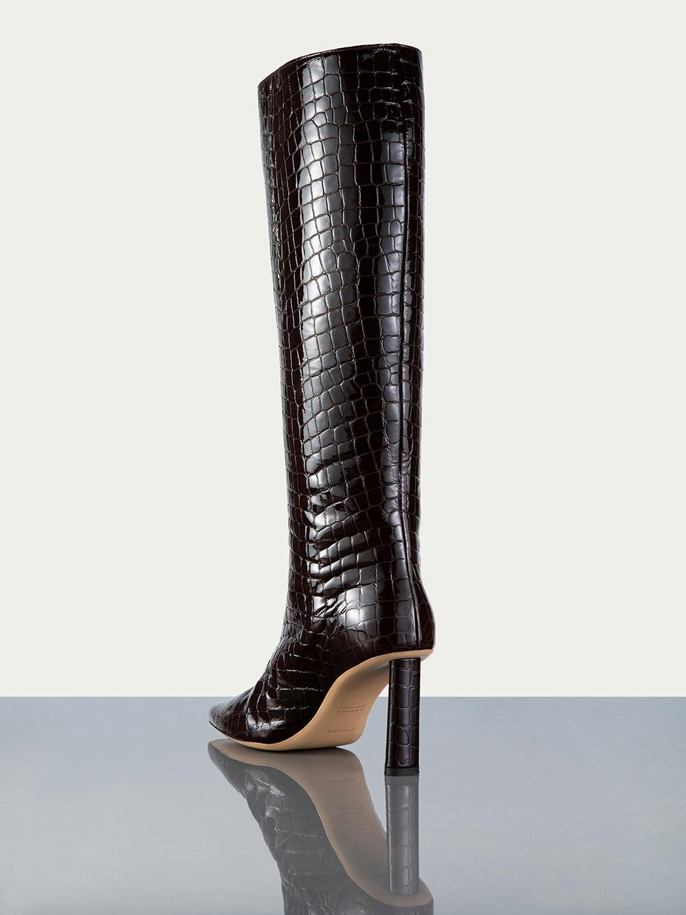 Frame Odette Boot In Espresso Croc