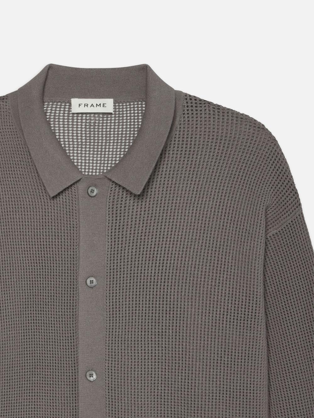 Frame Open Knit Cardigan In Cloud Grey