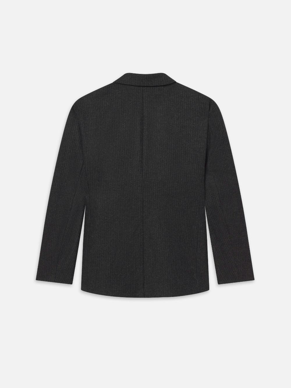 Frame Pinstripe Wool Blazer In Dark Grey