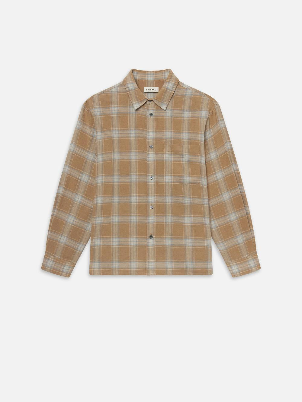 frame Plaid Shirt in Beige Plaid