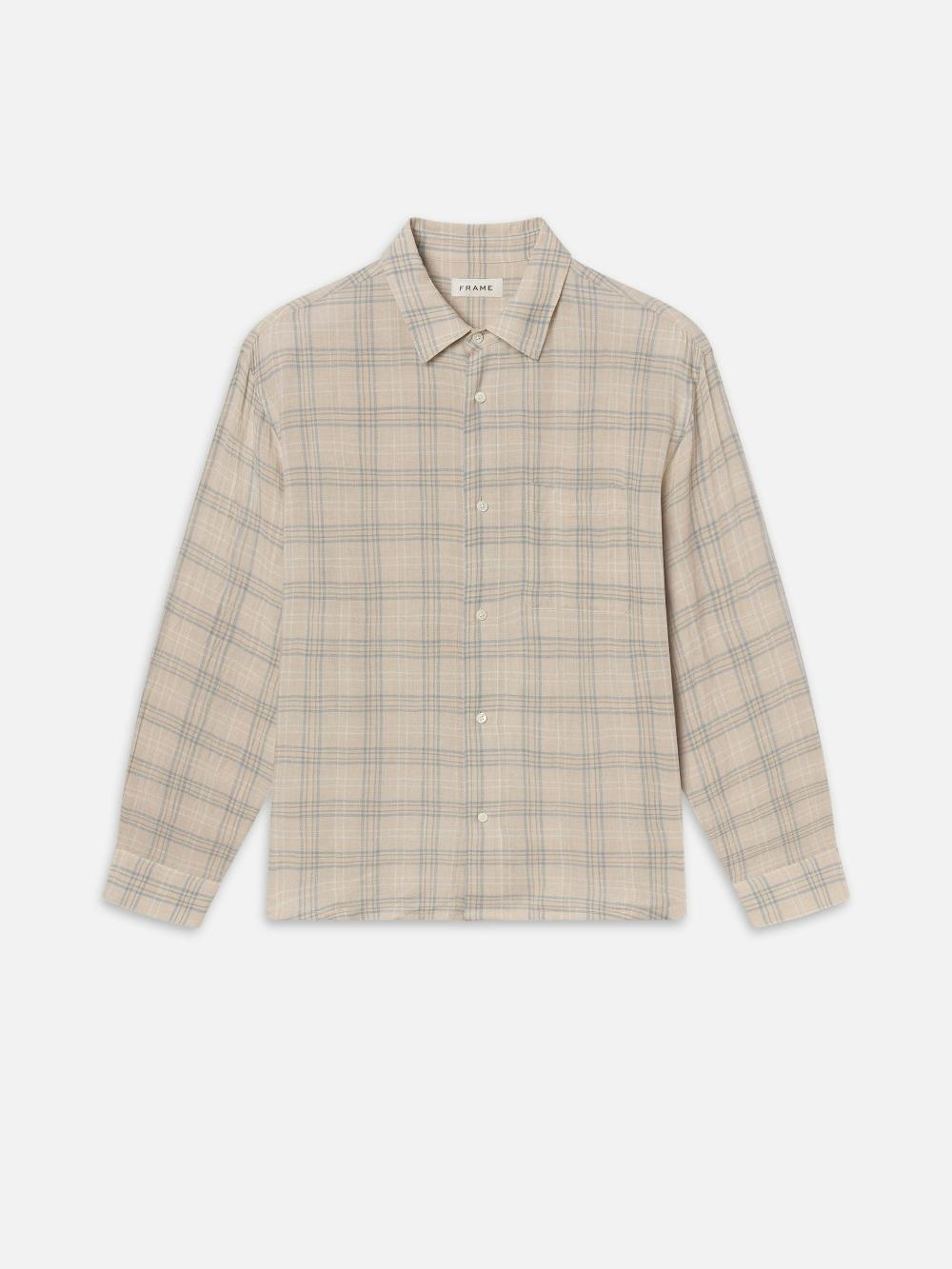 frame Plaid Shirt in Cream Plaid