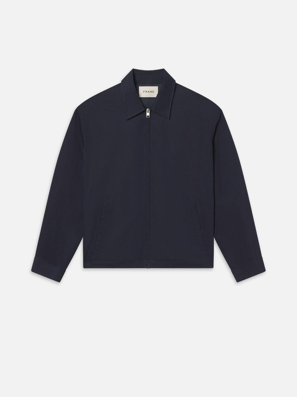 frame Poplin Cotton Jacket in Dark Navy
