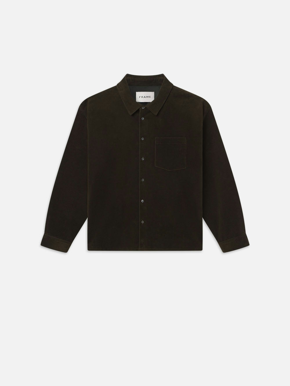 frame Relaxed Corduroy Overshirt in Dark Olive