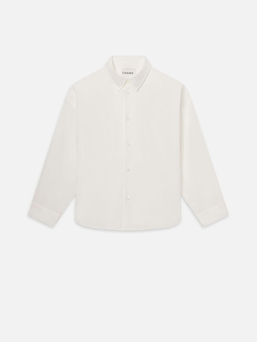 frame Relaxed Cotton Shirt in White