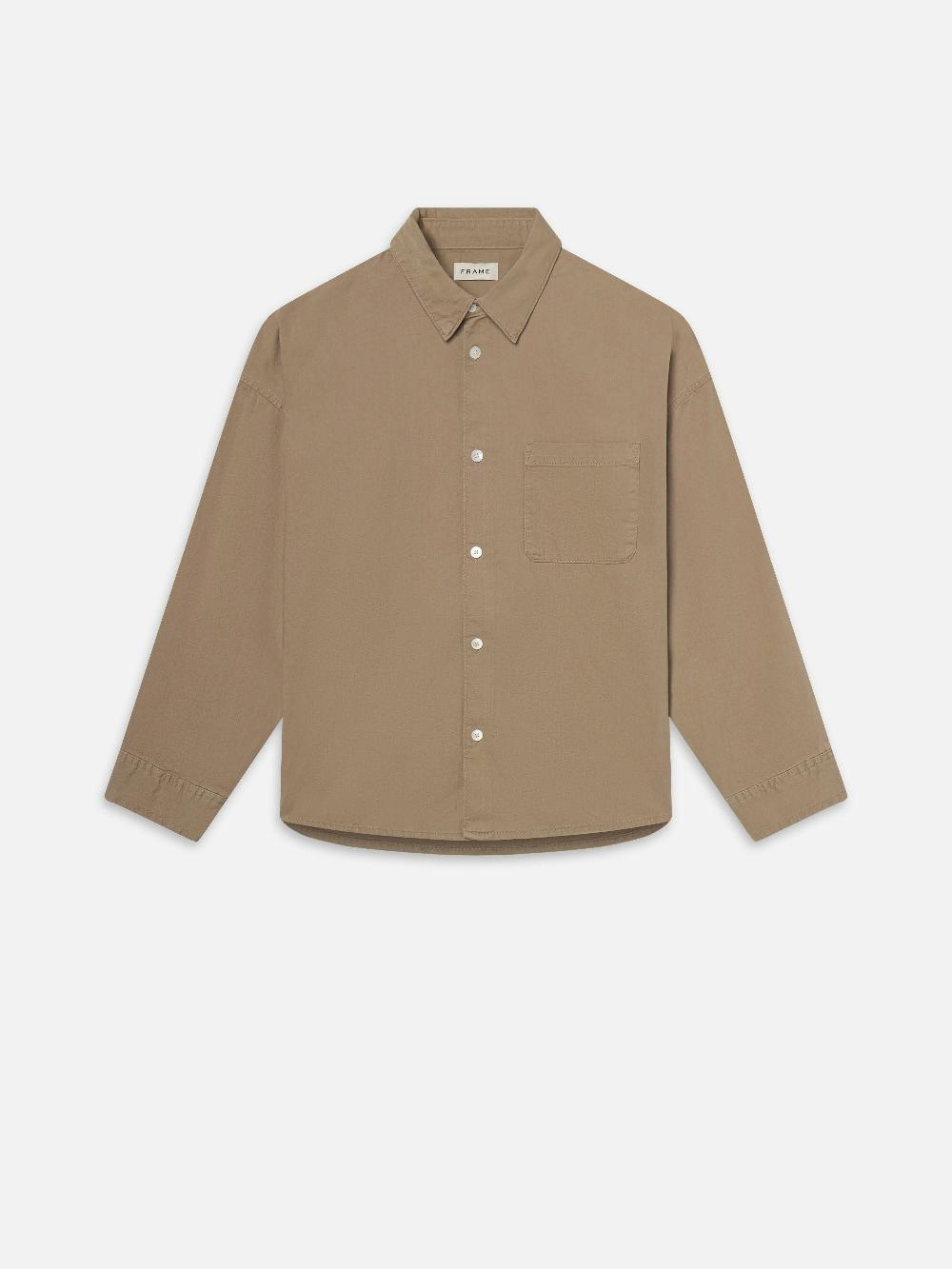 frame Relaxed Denim Shirt in Dusty Sage