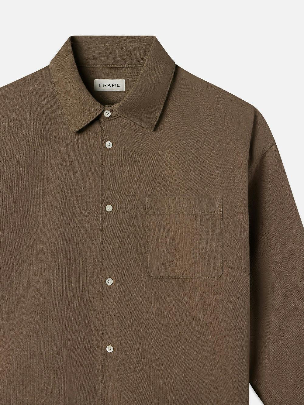 Frame Relaxed Denim Shirt In Taupe