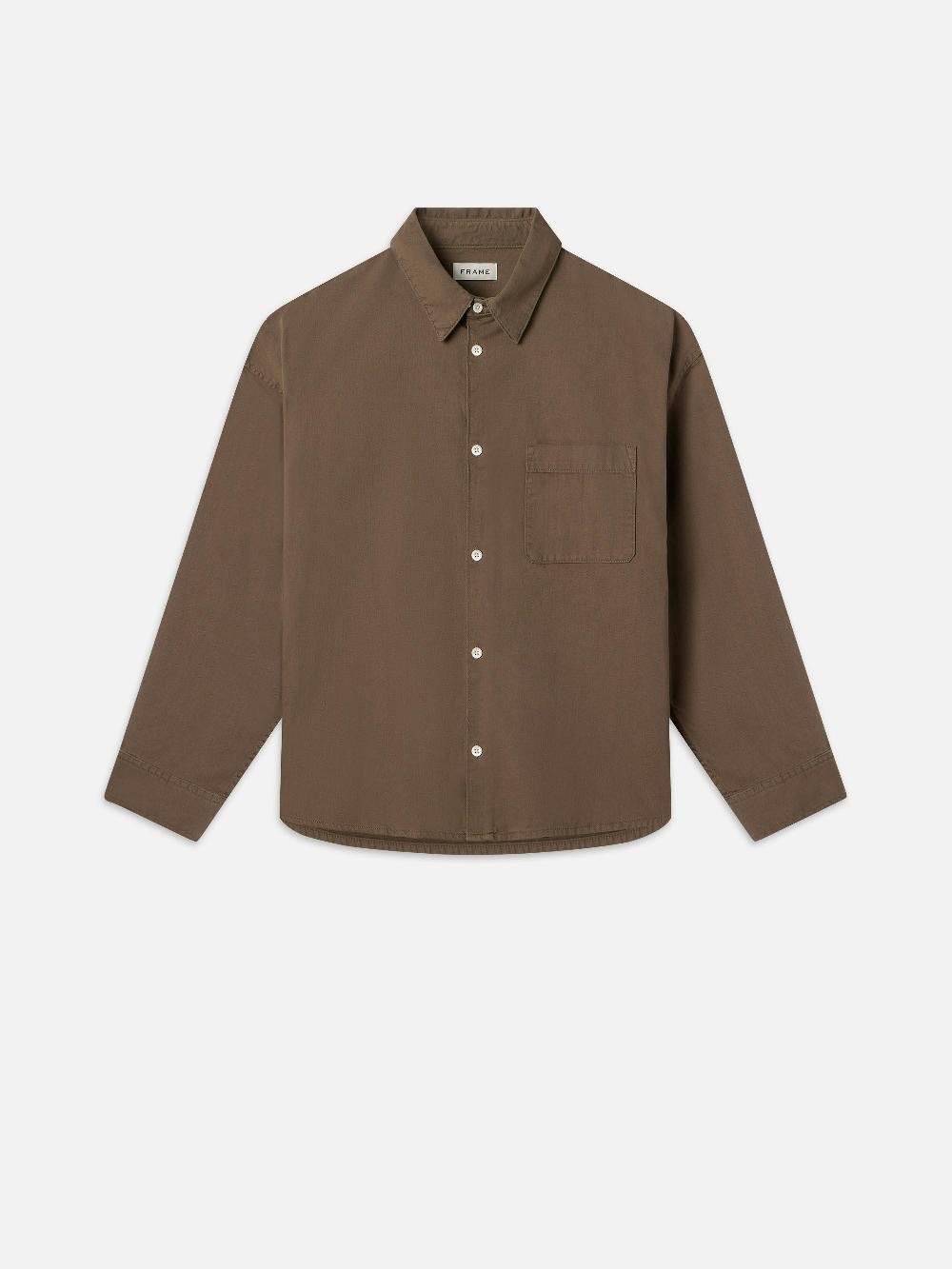 frame Relaxed Denim Shirt in Taupe