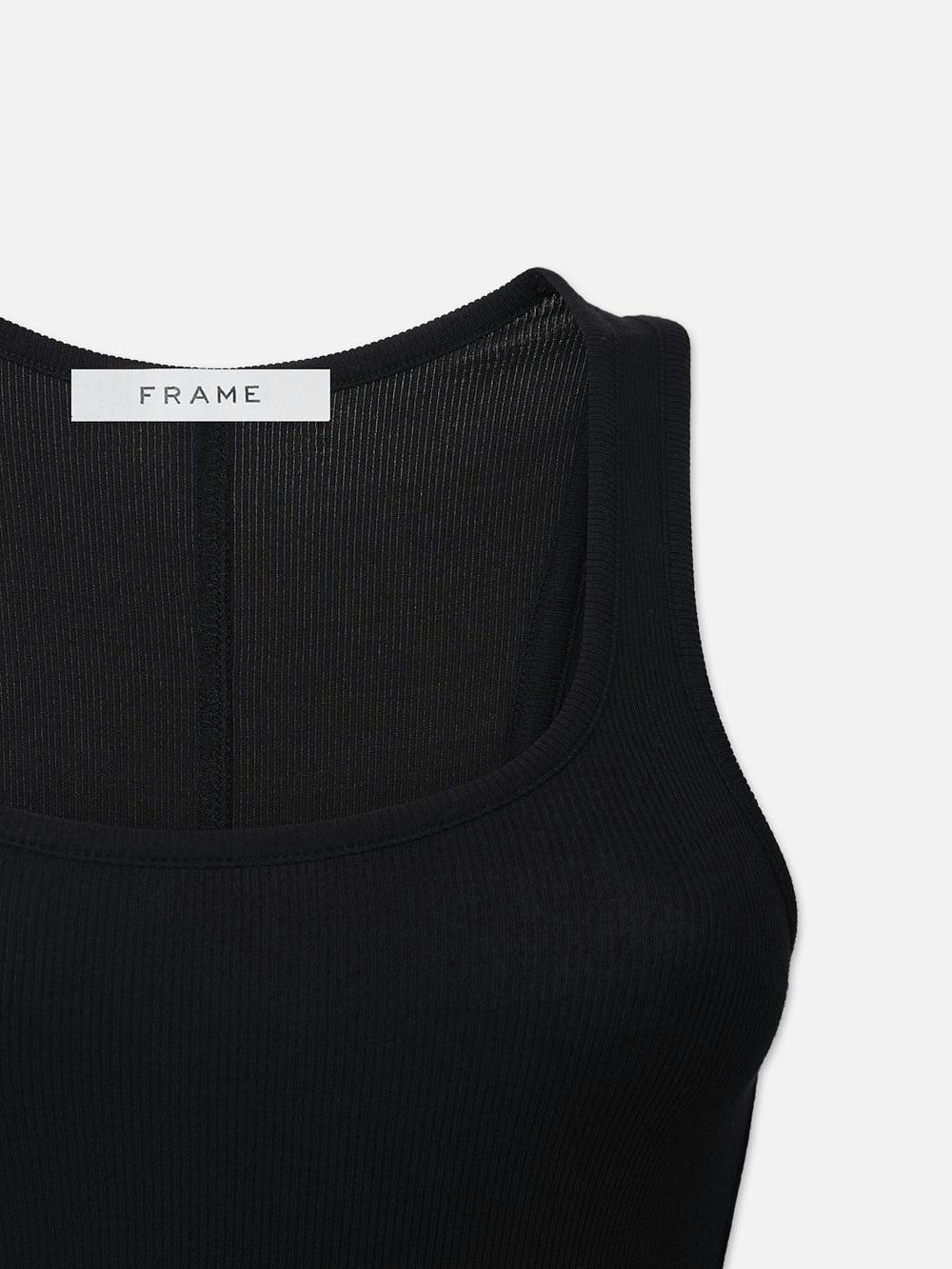 Frame Rib Scoop Neck Tank In Black