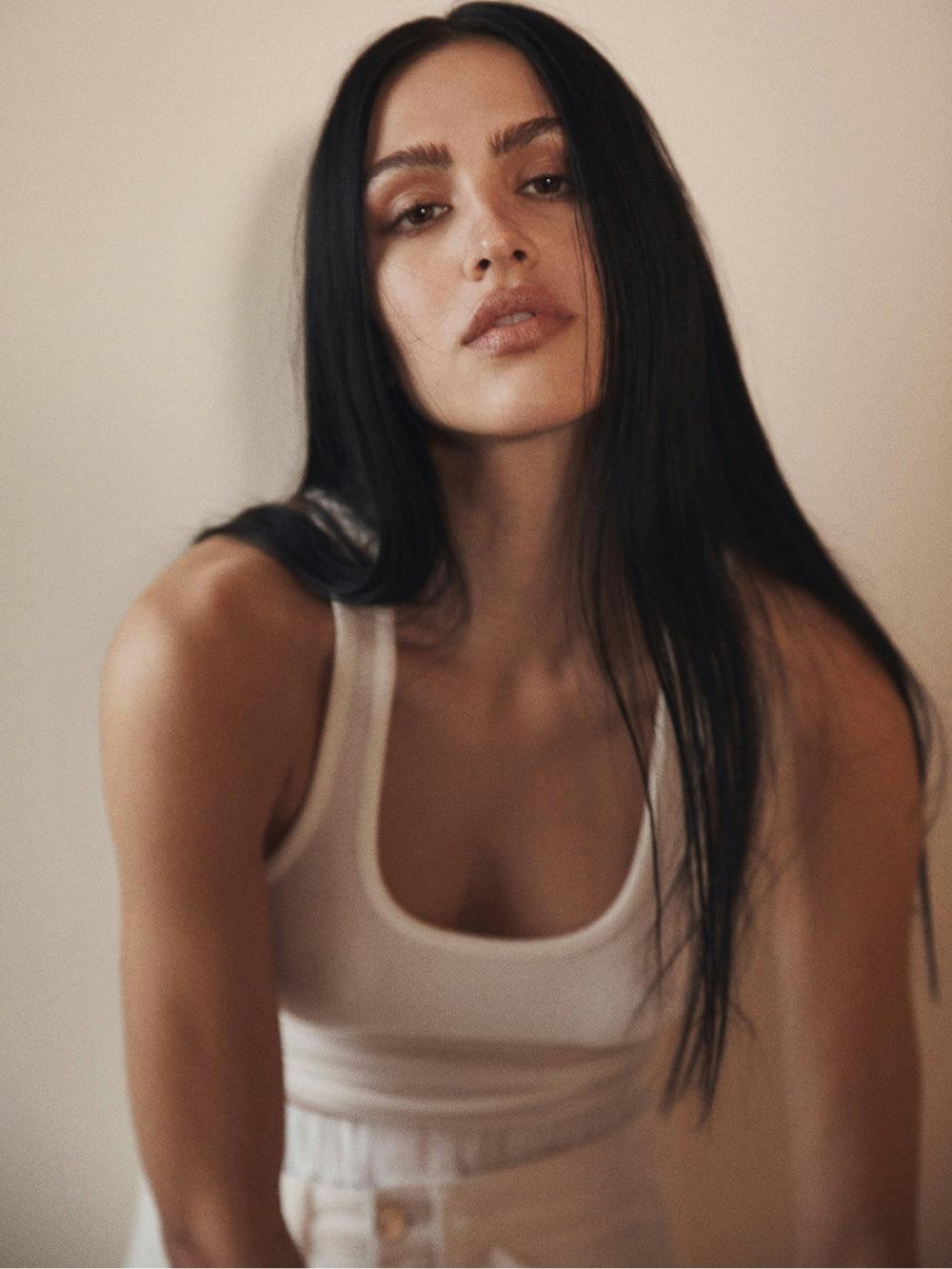 Frame Rib Scoop Neck Tank In White