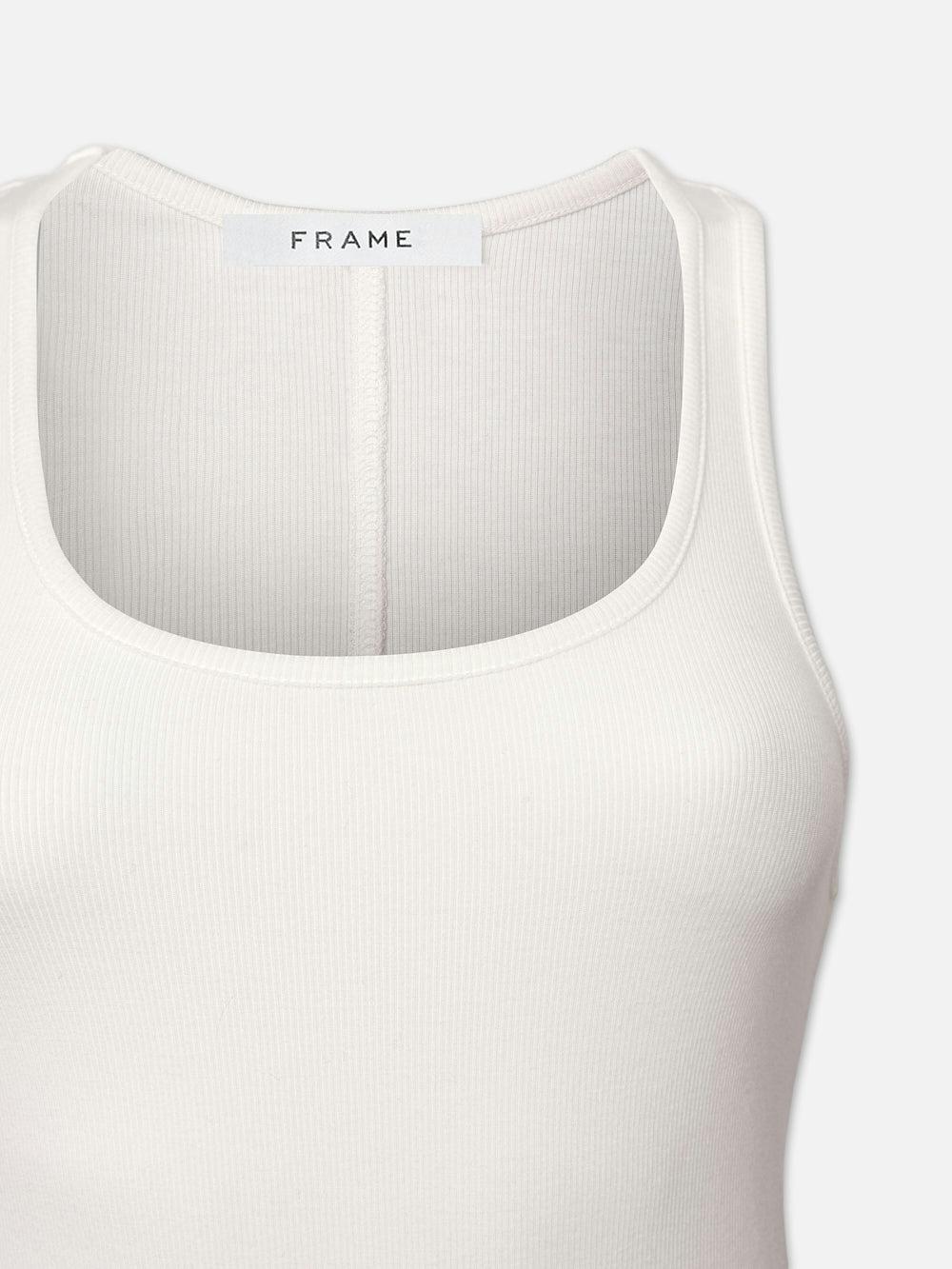 Frame Rib Scoop Neck Tank In White