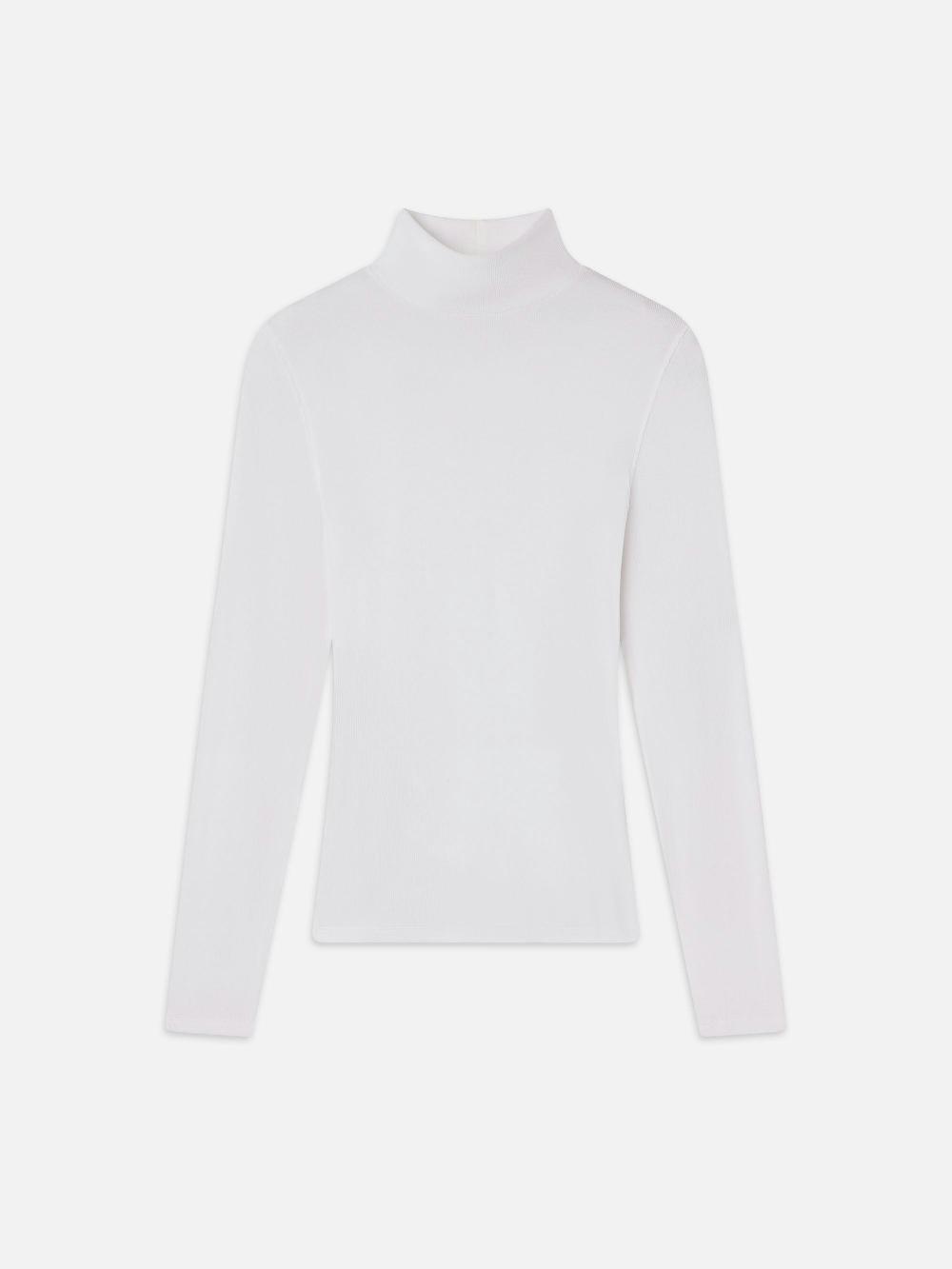 frame Rib Turtleneck in White
