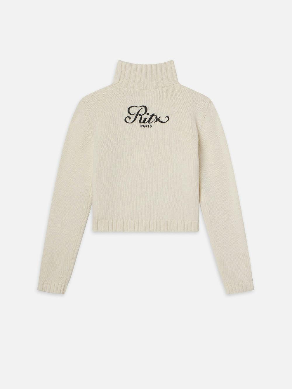 Frame Ritz Button Detail Sweater In Cream