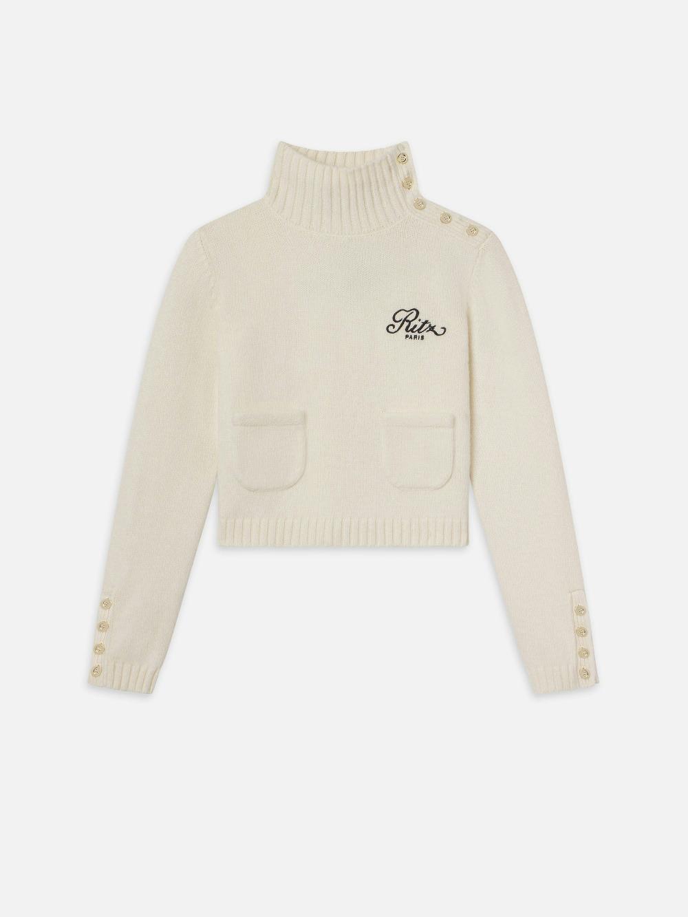frame Ritz Button Detail Sweater in Cream