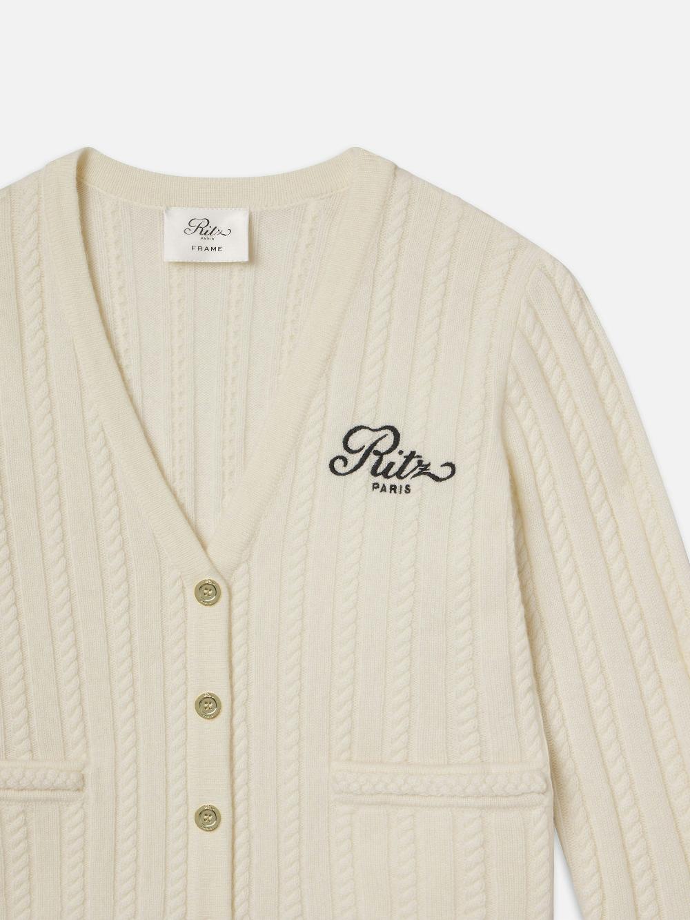 Frame Ritz Cable Cardigan In Cream