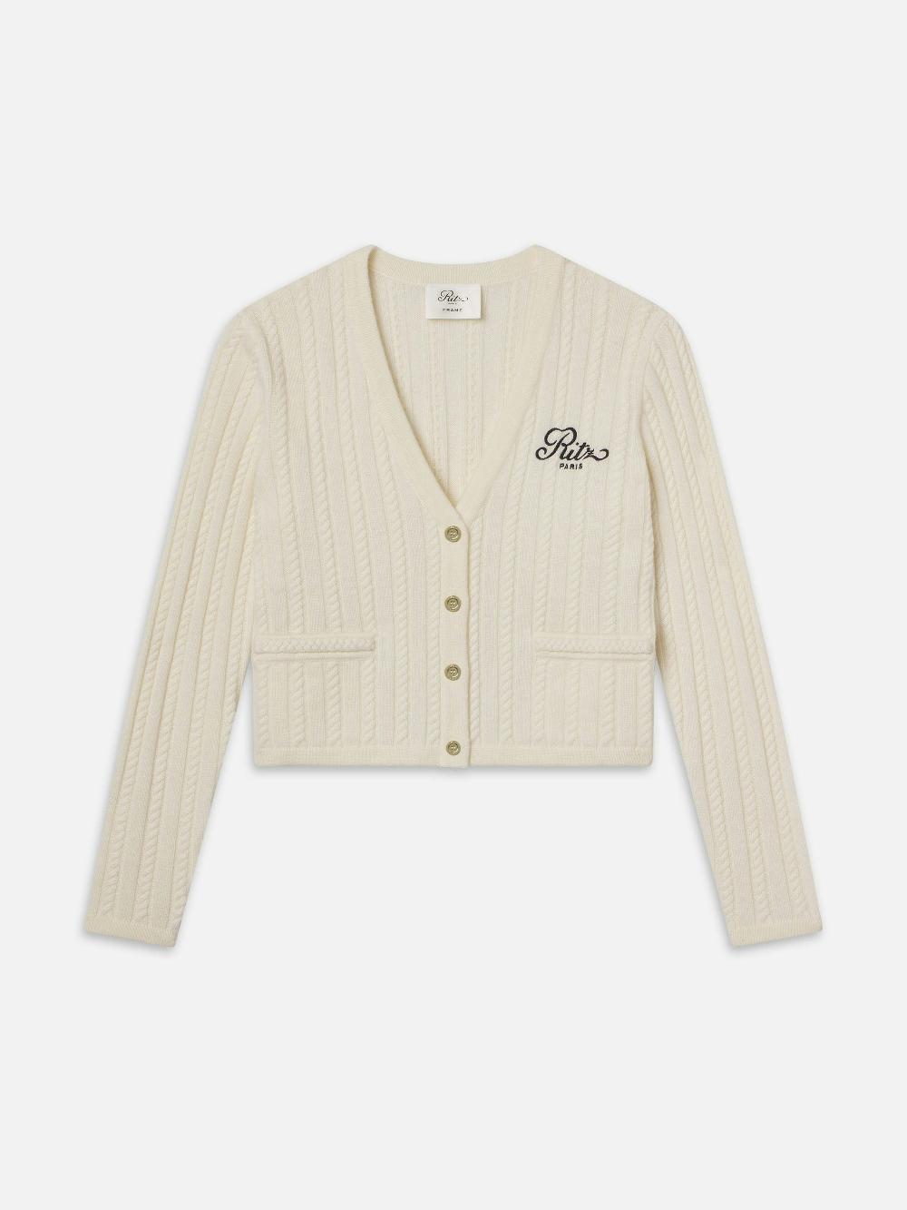 frame Ritz Cable Cardigan in Cream