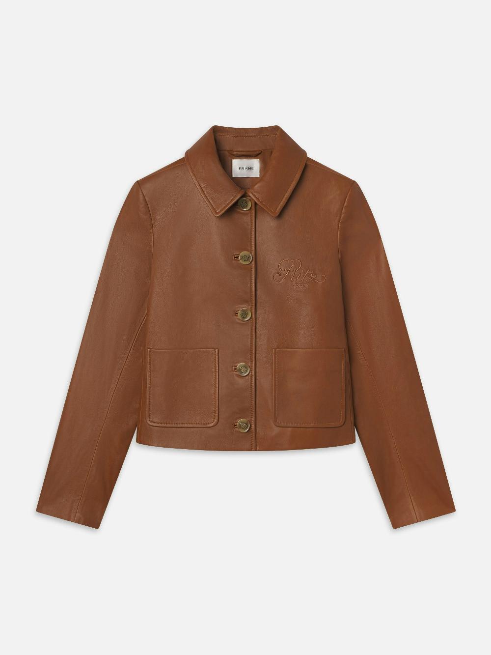 frame Ritz Femme Leather Jacket in Camel