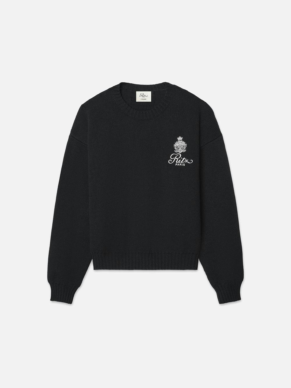 frame Ritz Men's Cashmere Crewneck in Black