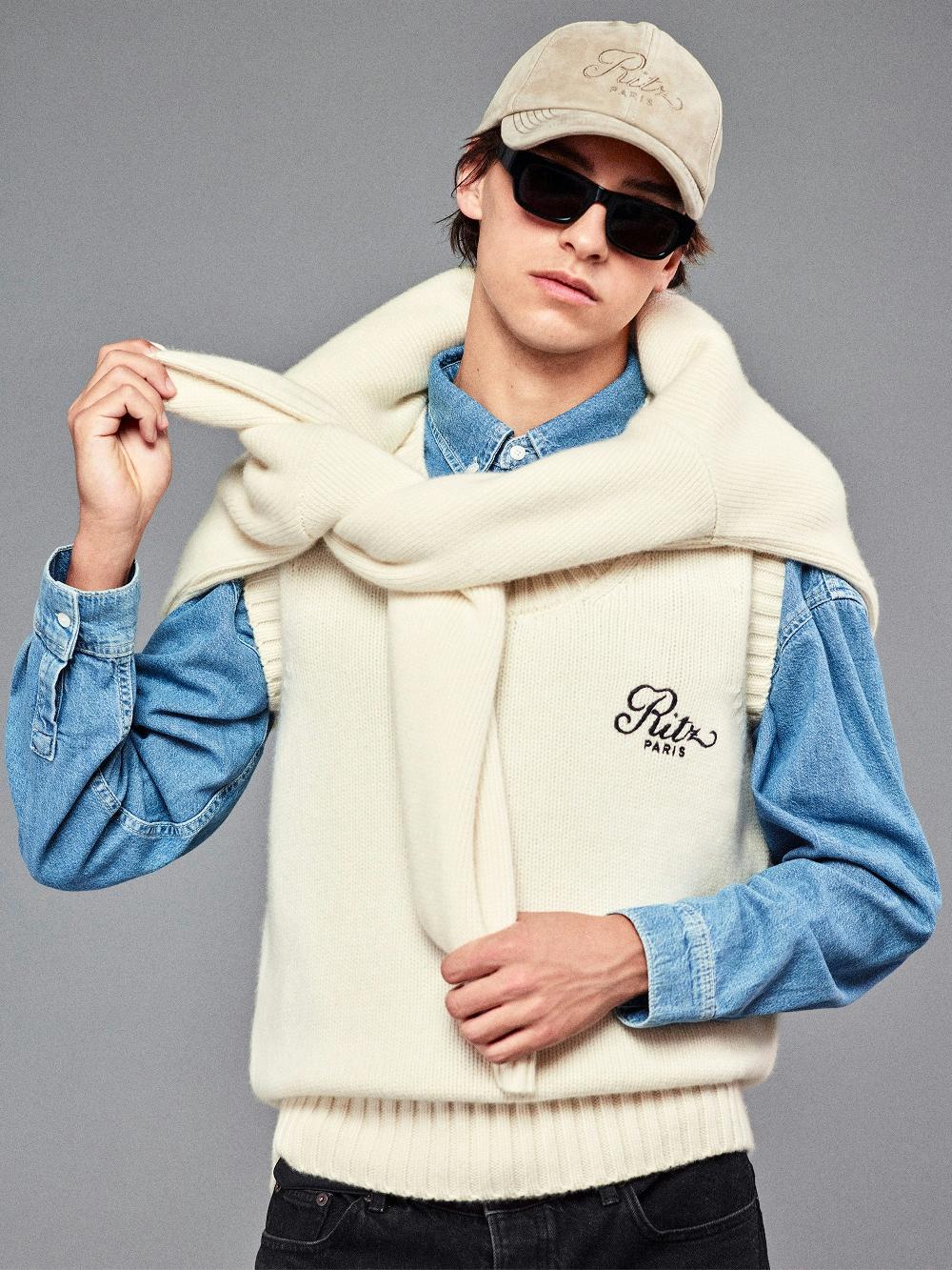 Frame Ritz Men's Cashmere Sweater Vest In Cream