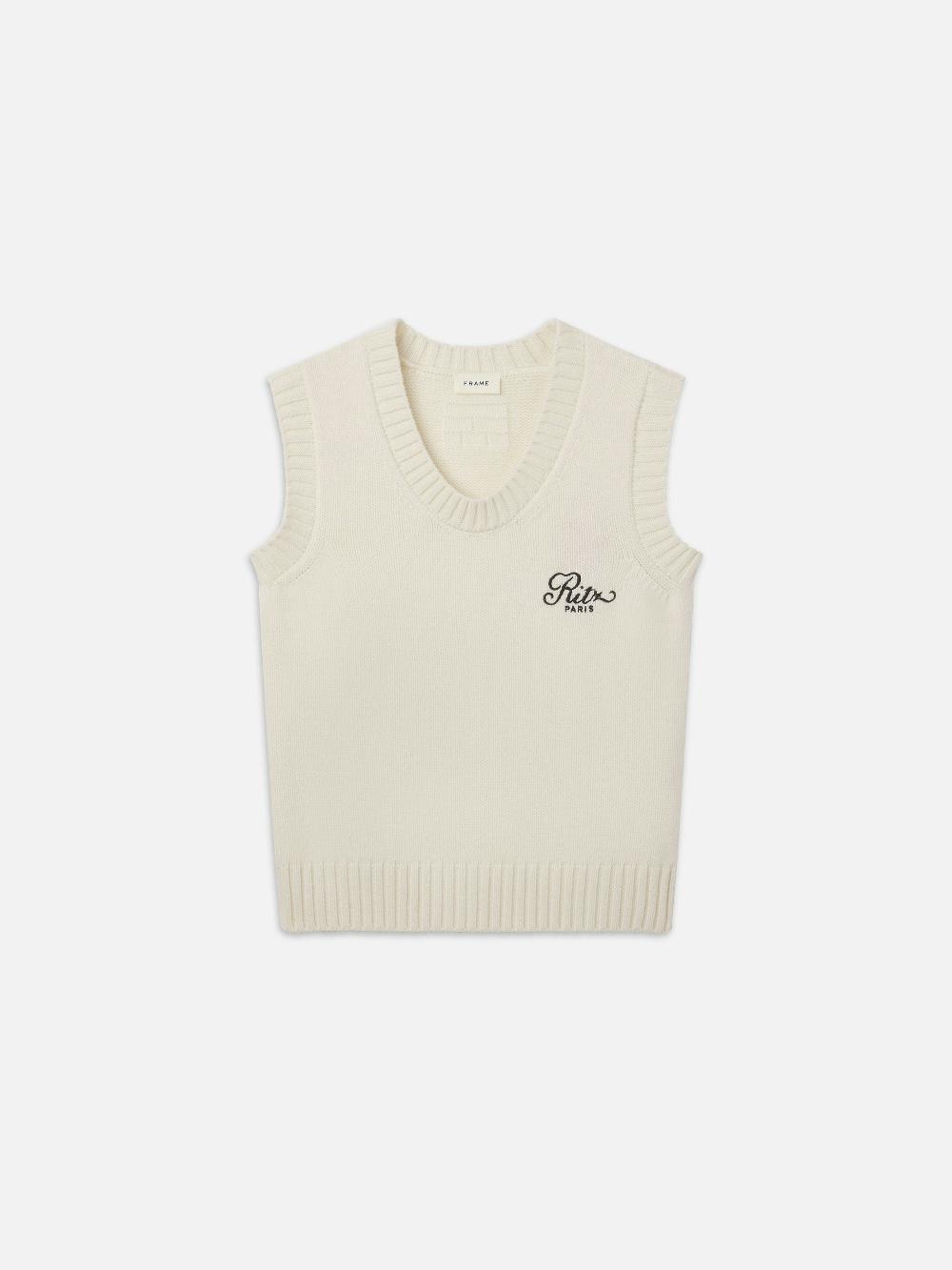 frame Ritz Men's Cashmere Sweater Vest in Cream