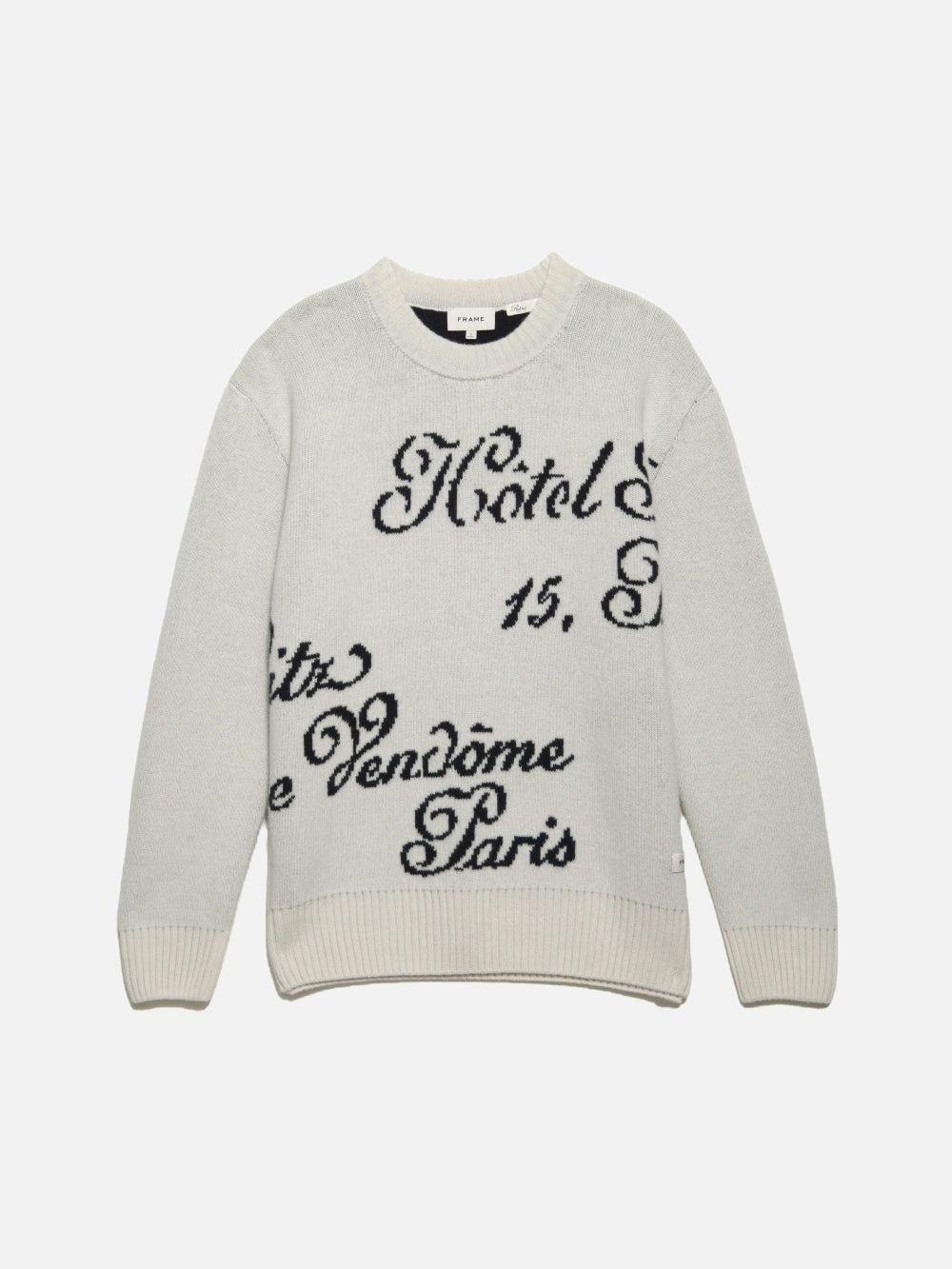 frame Ritz Men's Crew Sweater in Off White Multi