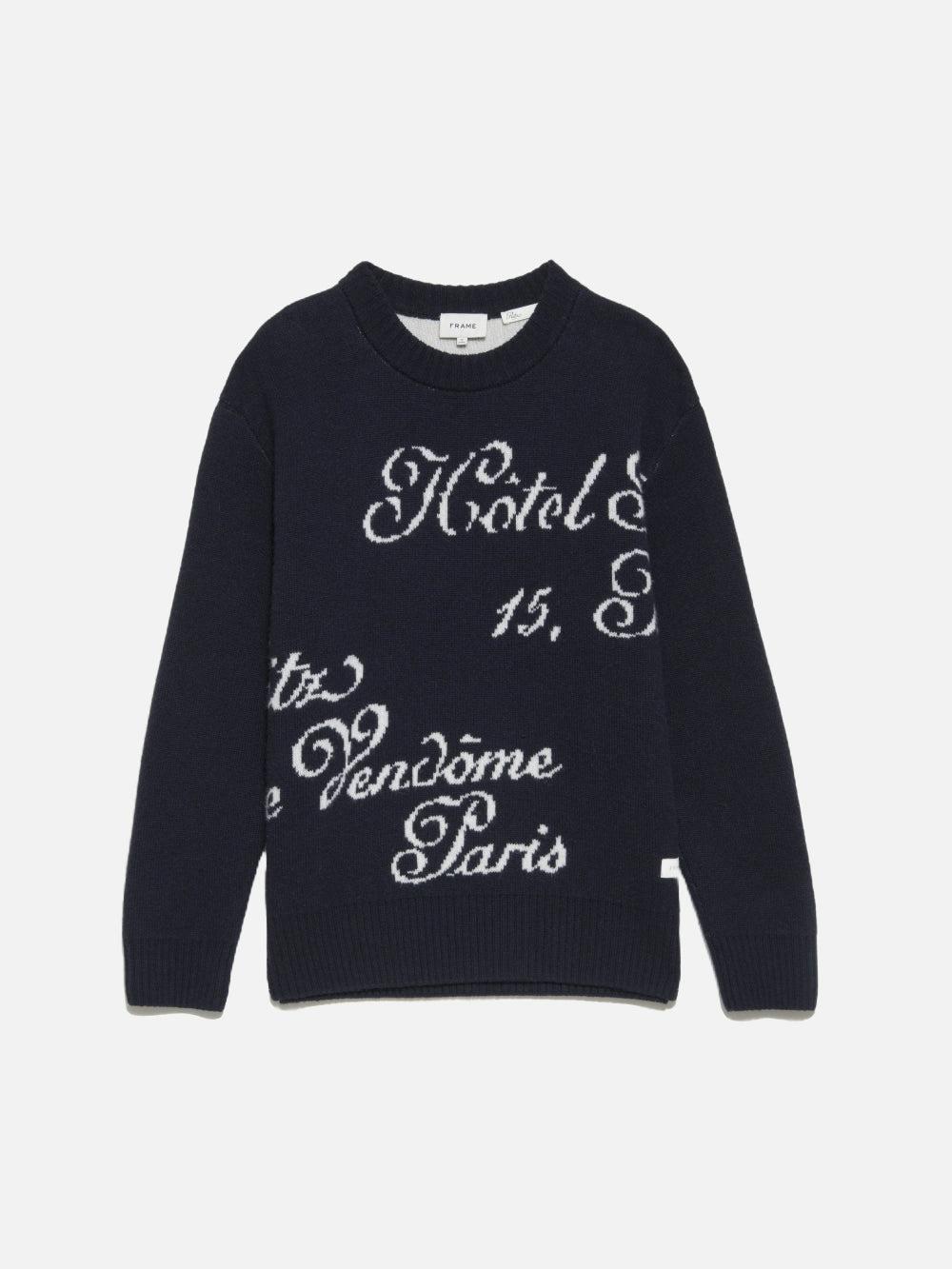 frame Ritz Mens Crew Sweater in Navy Multi