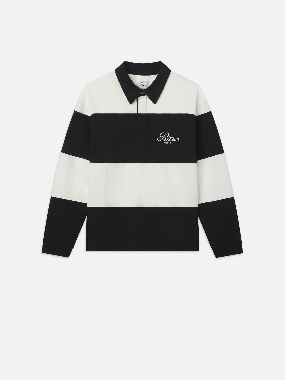 frame Ritz Rugby Polo Shirt in Cream/Black