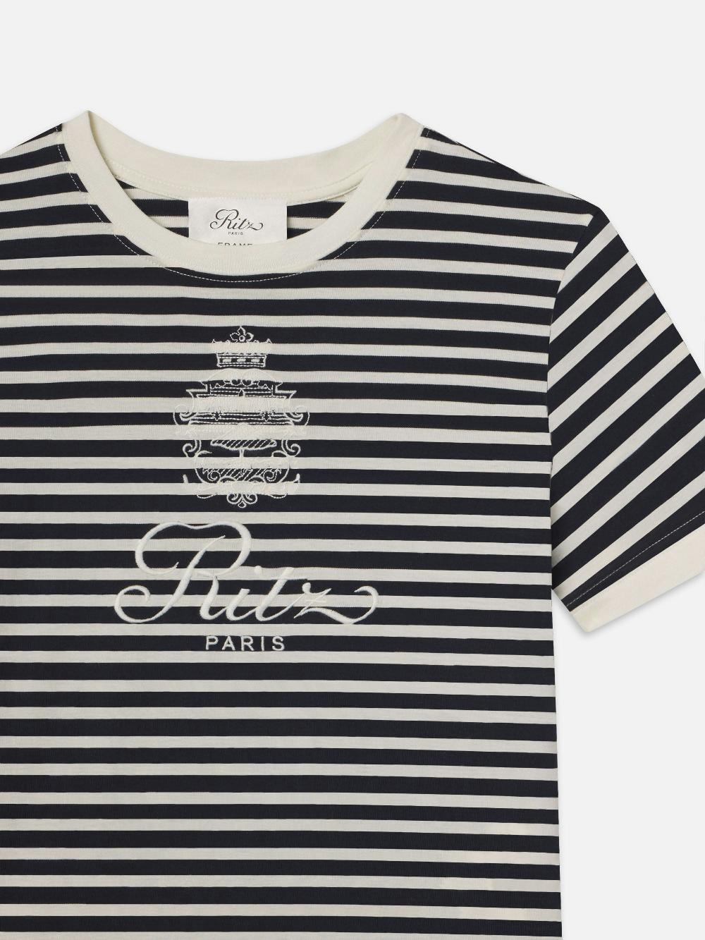 Frame Ritz Striped Baby Tee In Navy Multi