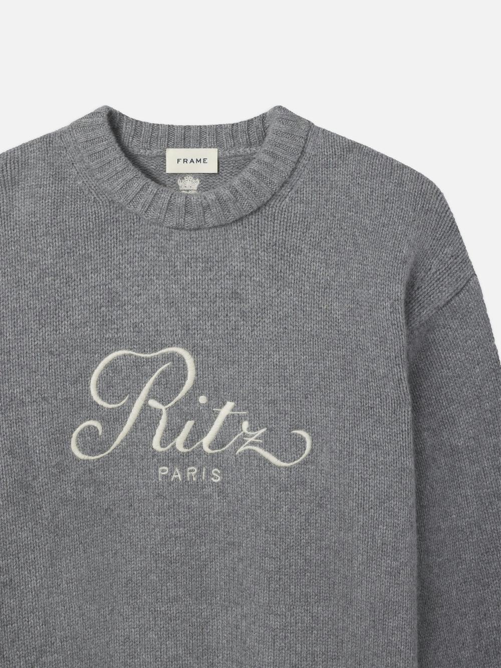 Frame Ritz Unisex Cashmere Sweater In Grey Melange