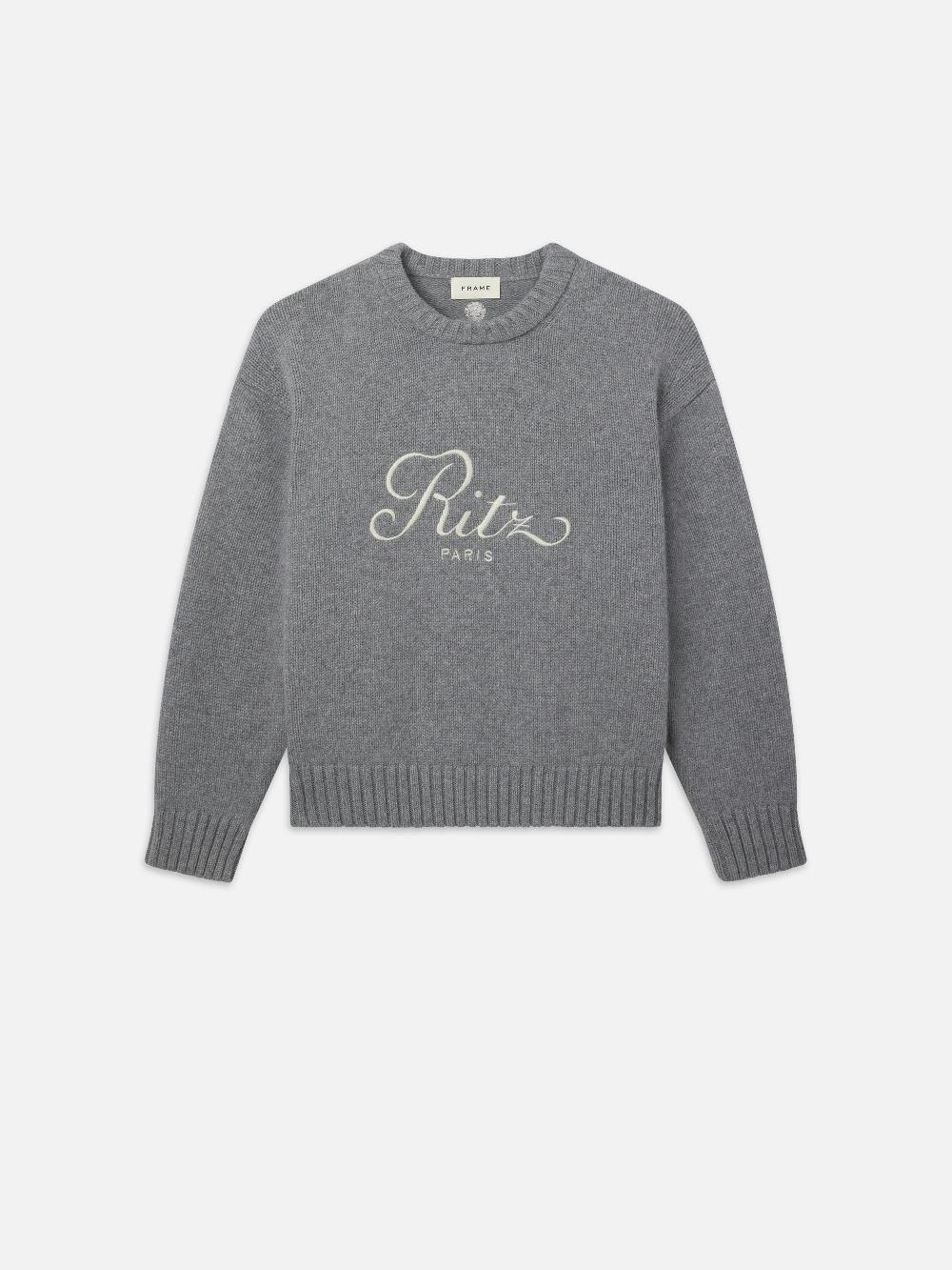 frame Ritz Unisex Cashmere Sweater in Grey Melange