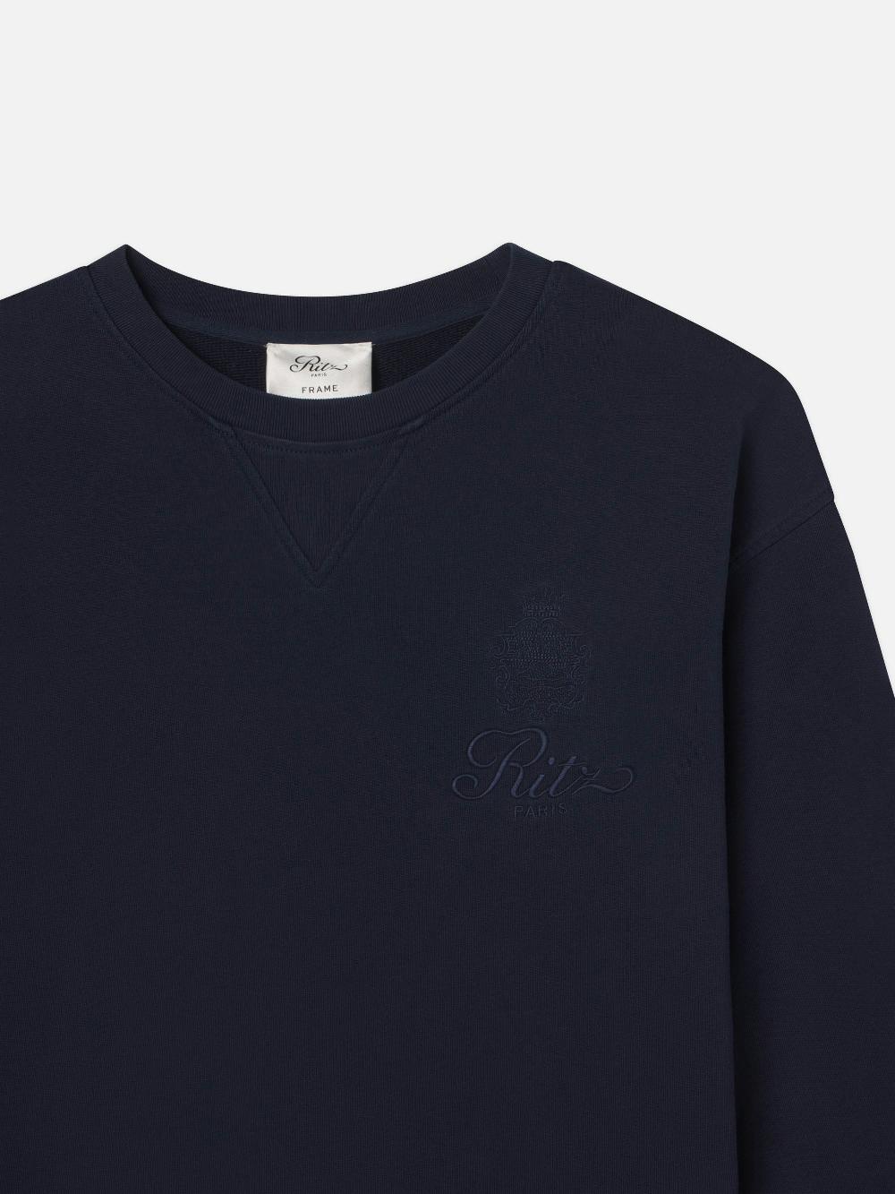 Frame Ritz Unisex Tonal Logo Crewneck In Dark Navy