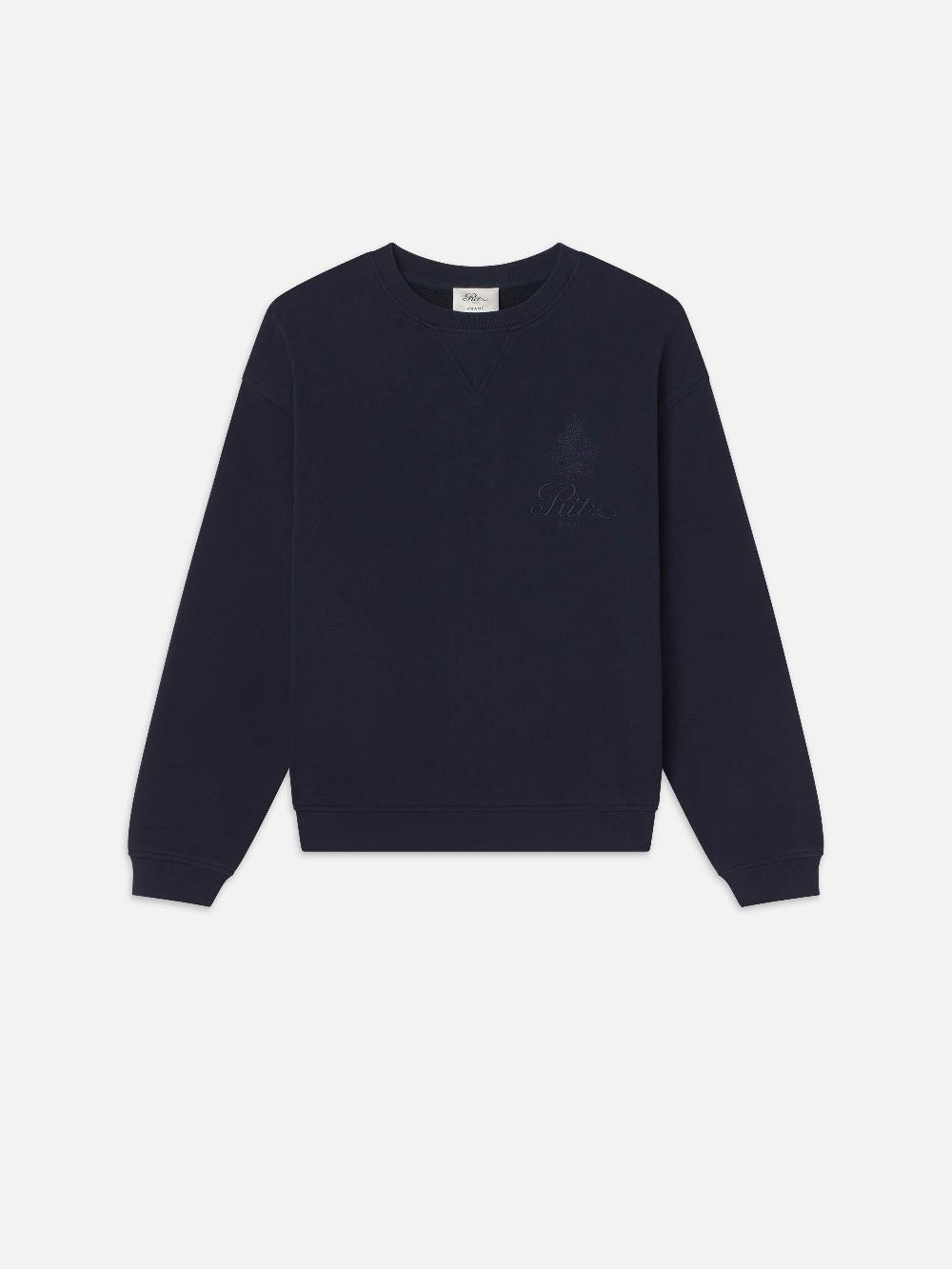 frame Ritz Unisex Tonal Logo Crewneck in Dark Navy