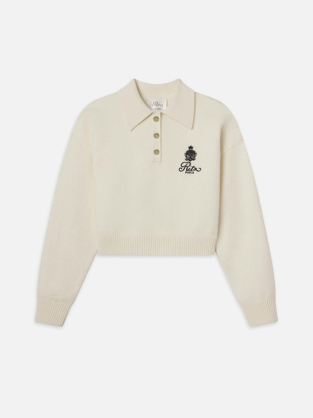 frame Ritz Women's Crest Cashmere Sweater in Cream