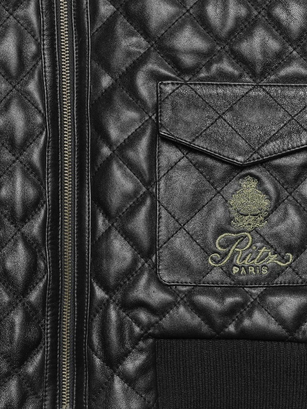 Frame Ritz Women's Quilted Leather Bomber In Black