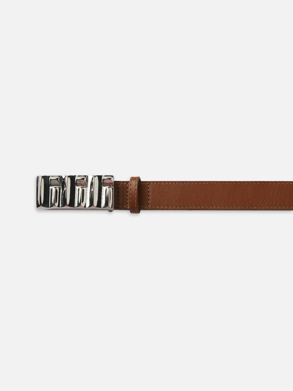 Frame Sculptural Belt In Cognac