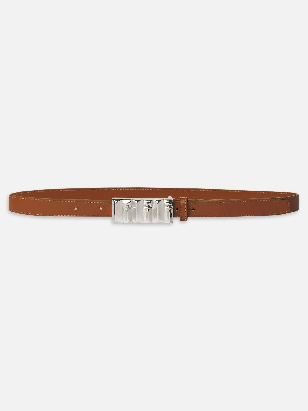 frame Sculptural Belt in Cognac