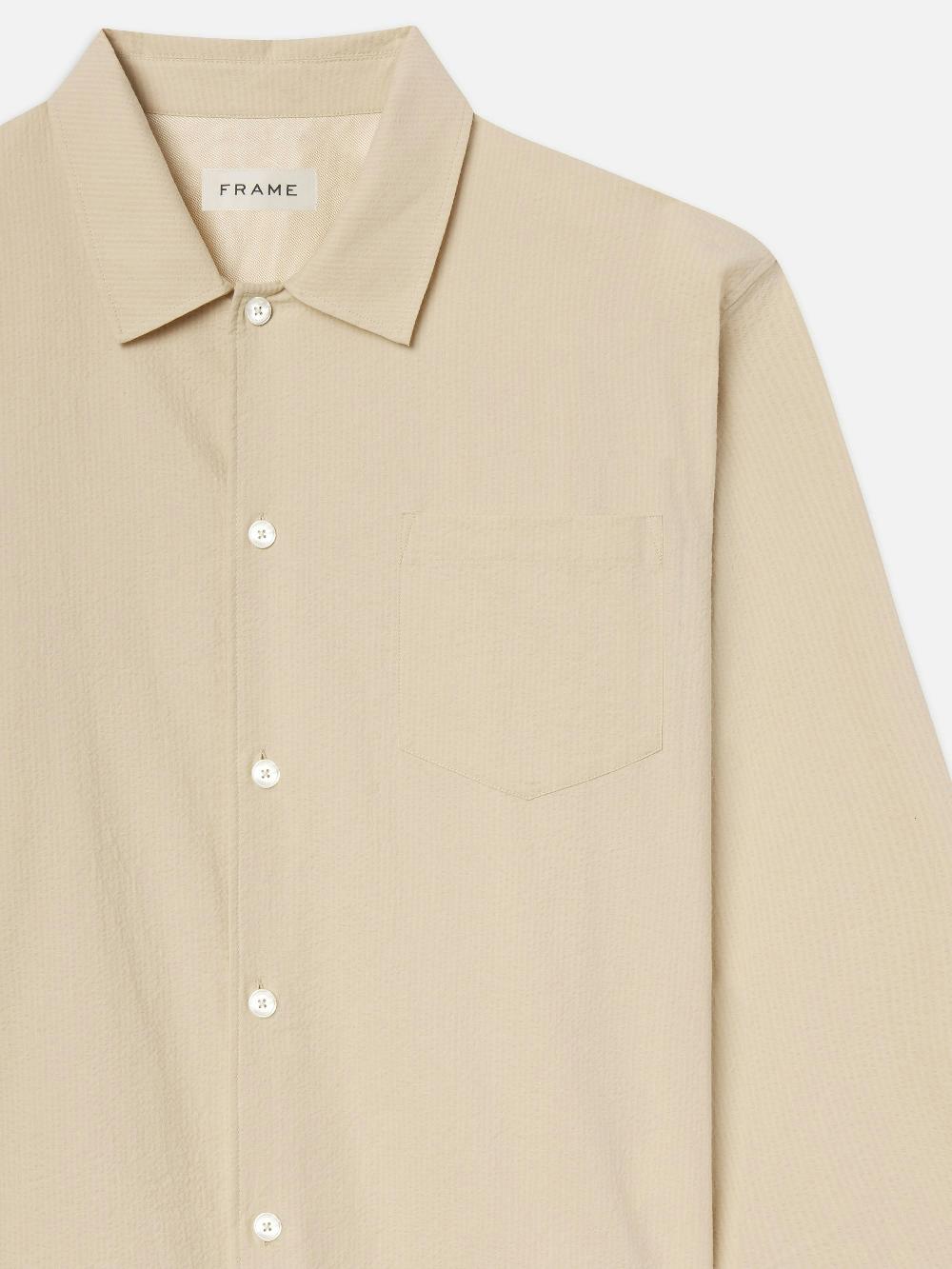 Frame Seersucker Shirt In Natural