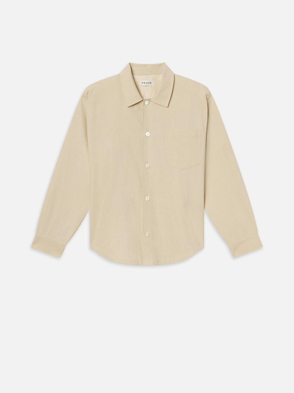 frame Seersucker Shirt in Natural