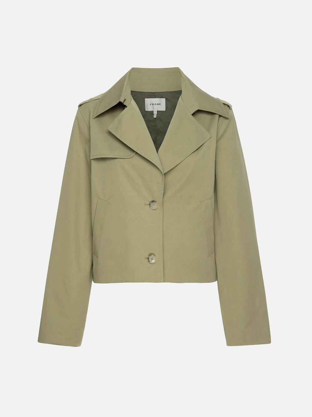 frame Short Trench Jacket in Khaki