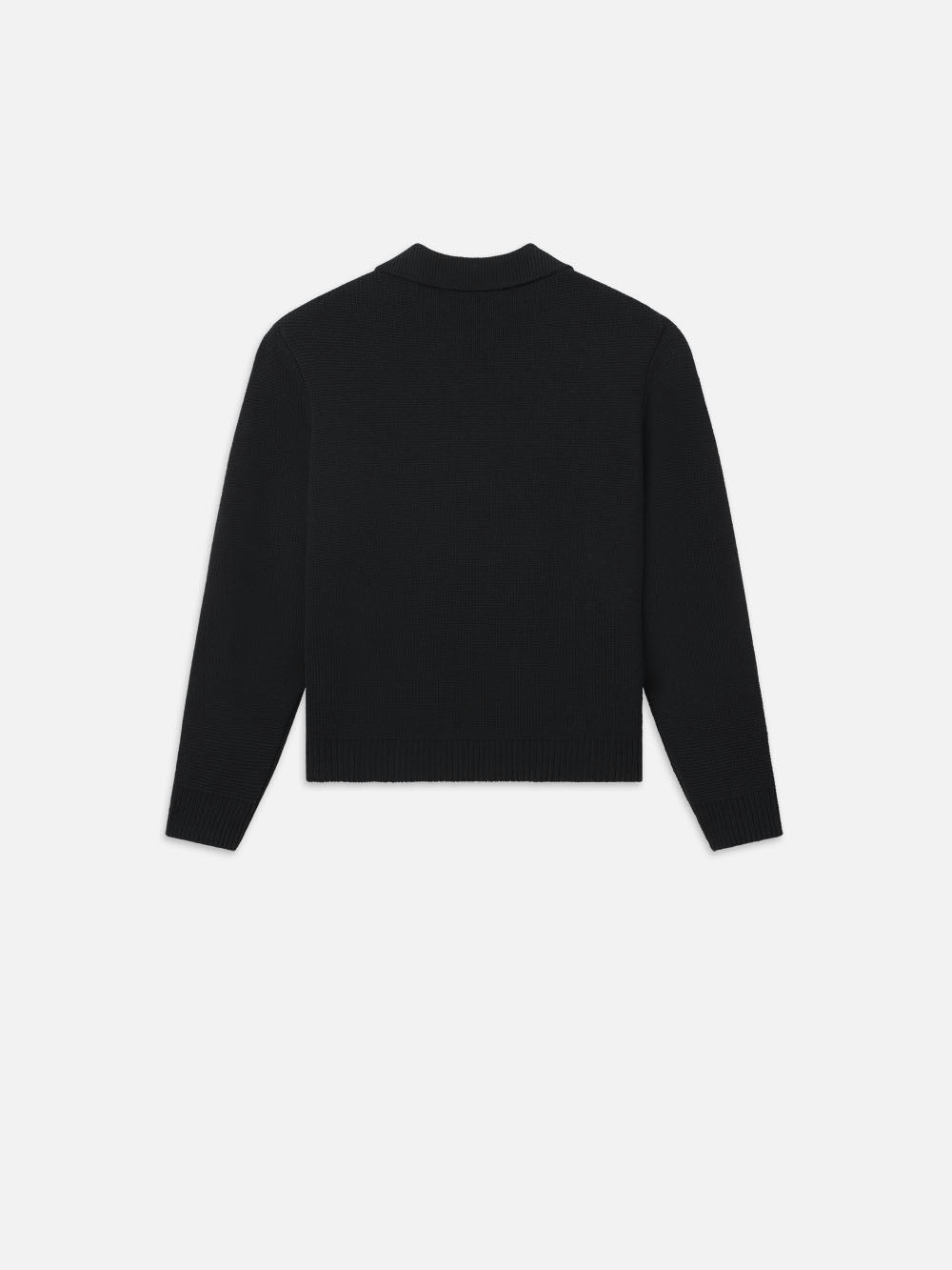 Frame Silk Blend Polo Sweater In Black