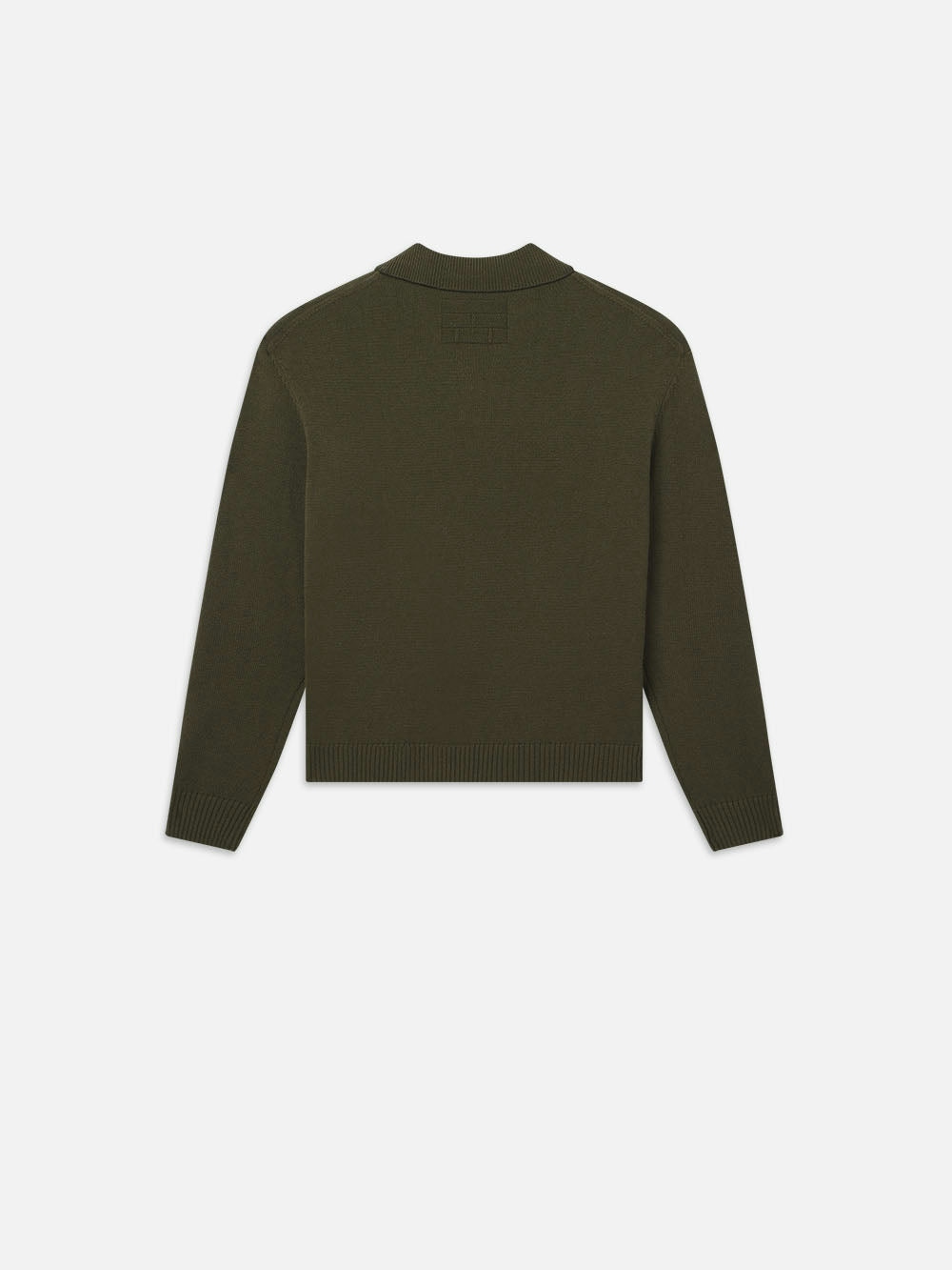 Frame Silk Blend Polo Sweater In Dark Olive
