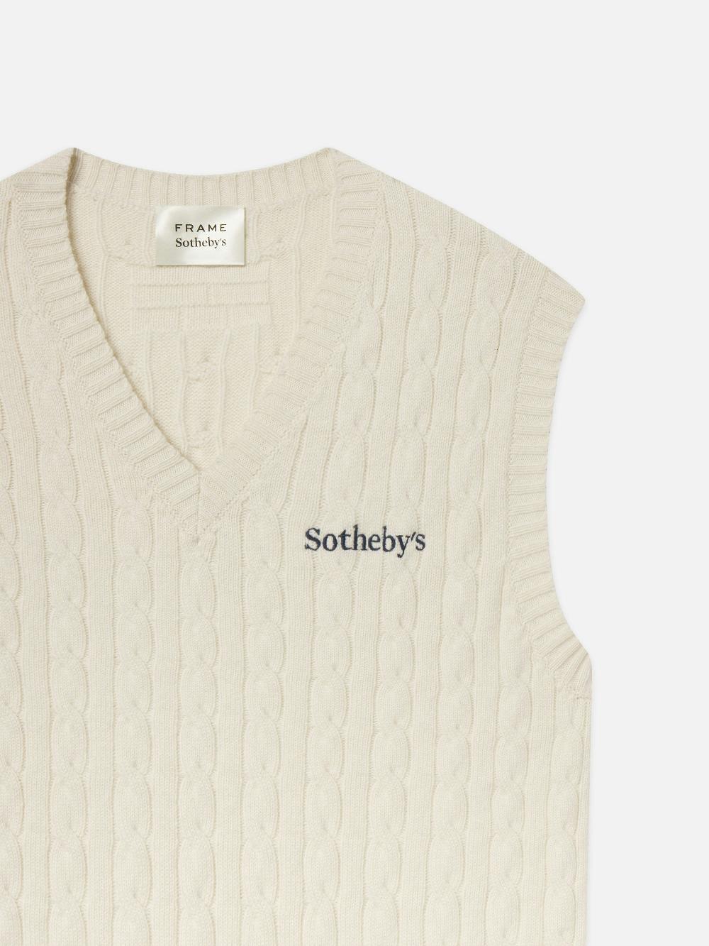 Frame Sotheby's Unisex Cable Sweater Vest In Cream