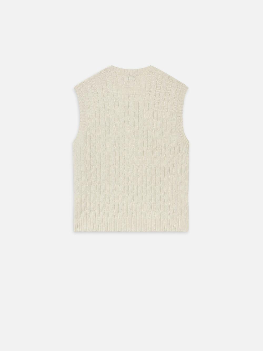 Frame Sotheby's Unisex Cable Sweater Vest In Cream