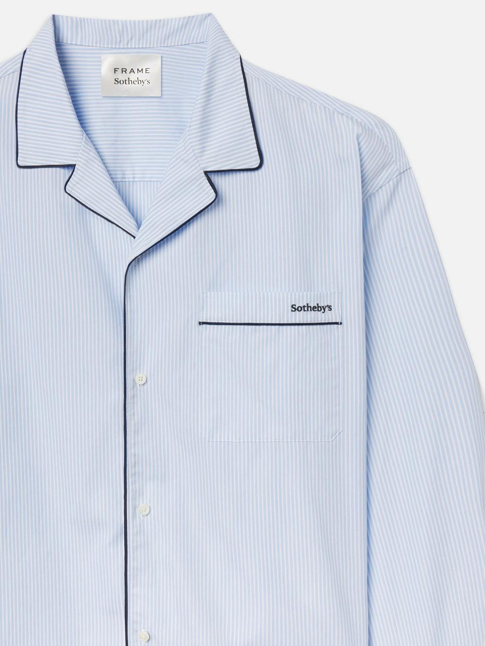 Frame Sotheby's Unisex Pajama Shirt In Blue Stripe