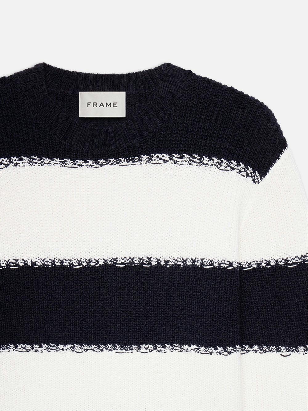 Frame Striped Sweater In Dark Navy Stripe