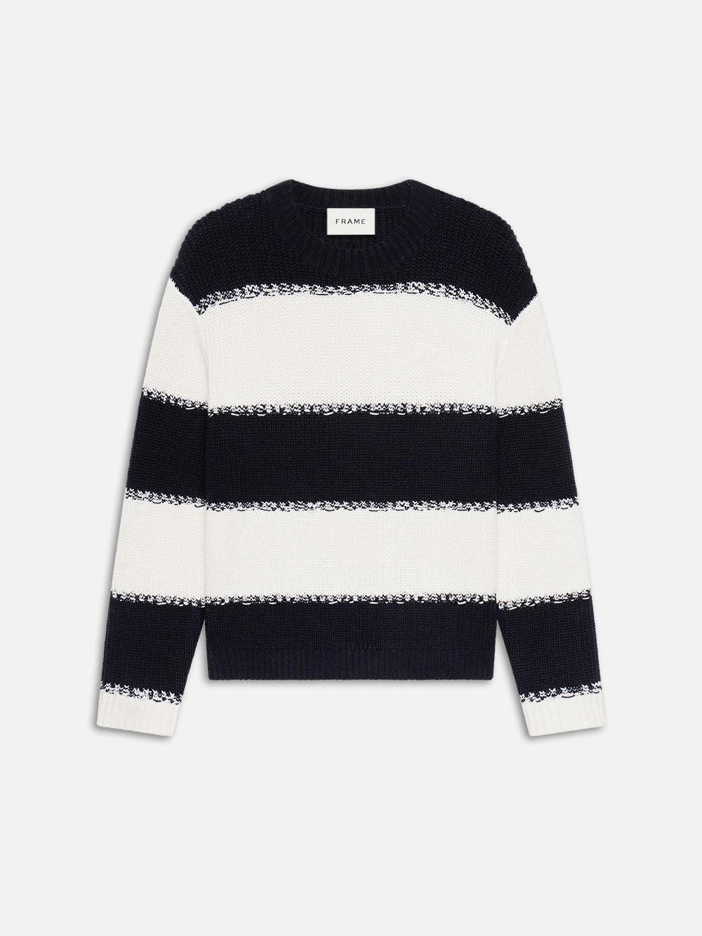 frame Striped Sweater in Dark Navy Stripe