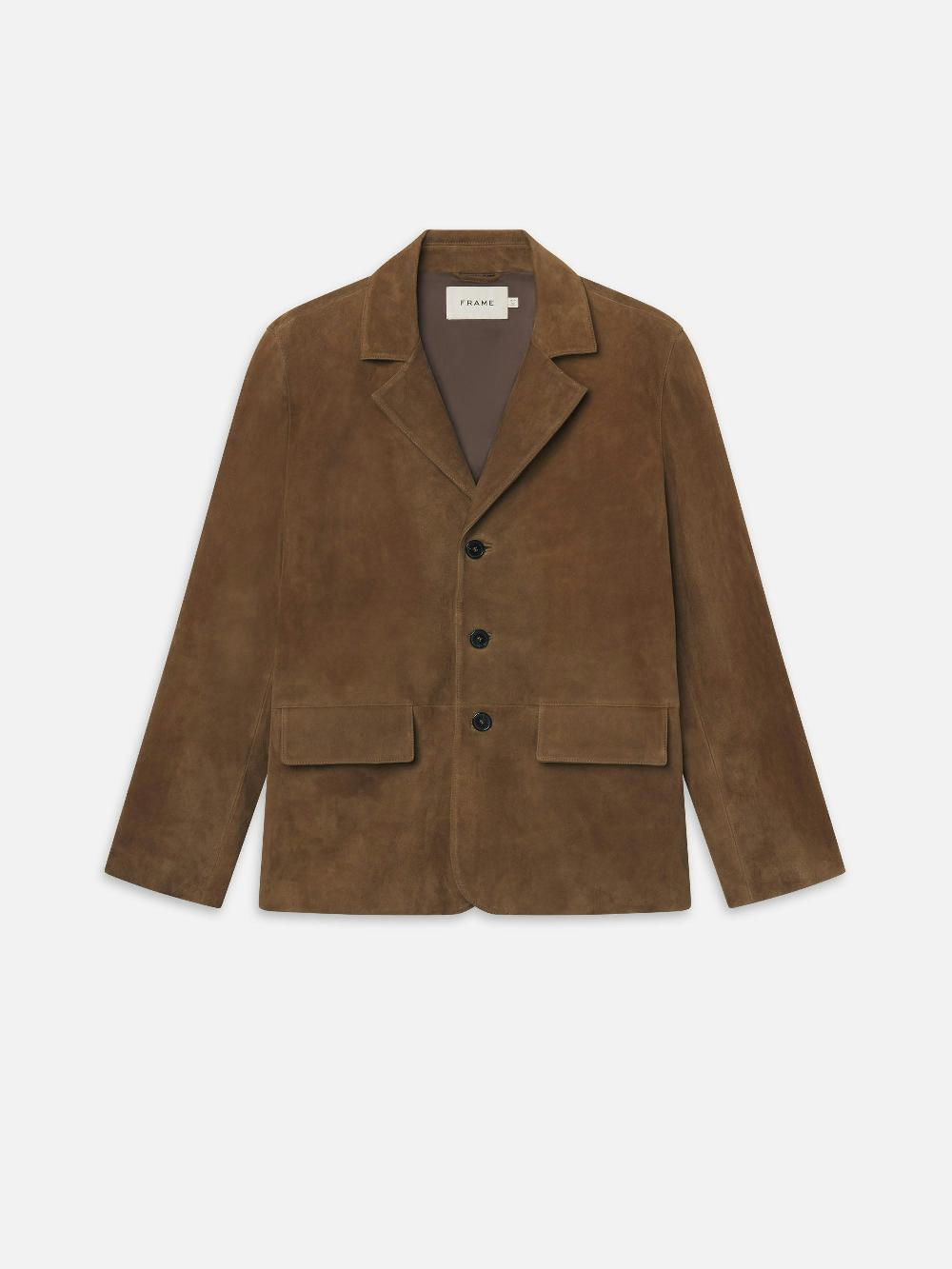 frame Suede Blazer in Caramel