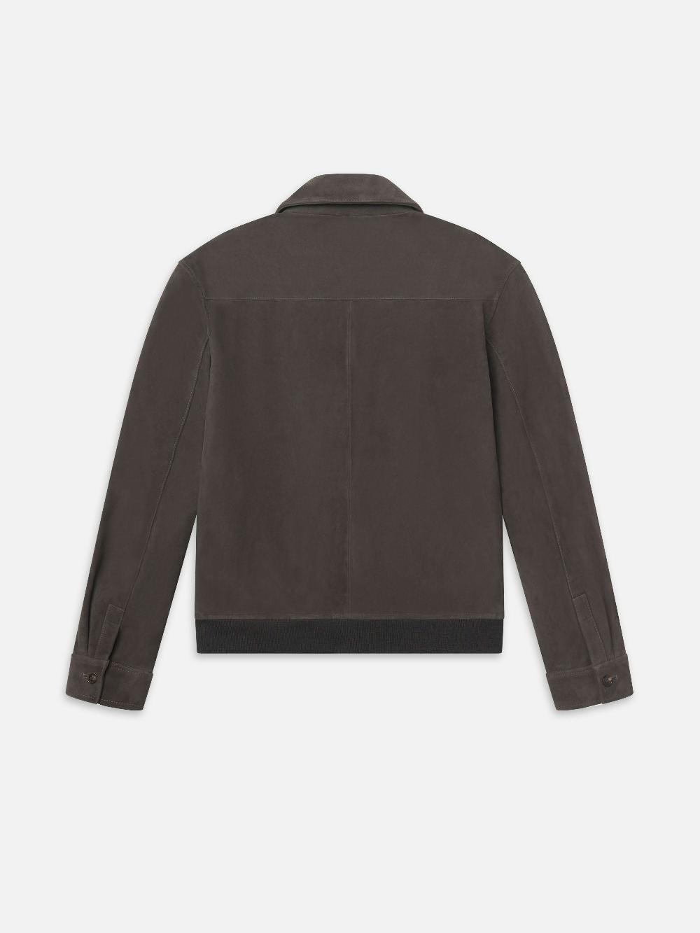 Frame Suede Bomber Jacket In Old Black