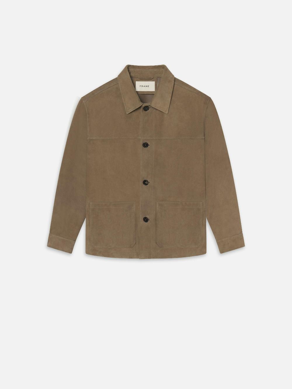frame Suede Chore Coat in Dark Beige