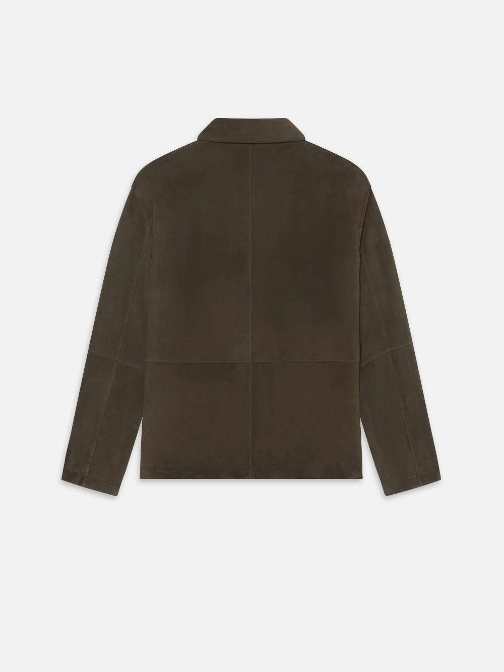 Frame Suede Chore Coat In Dark Brown