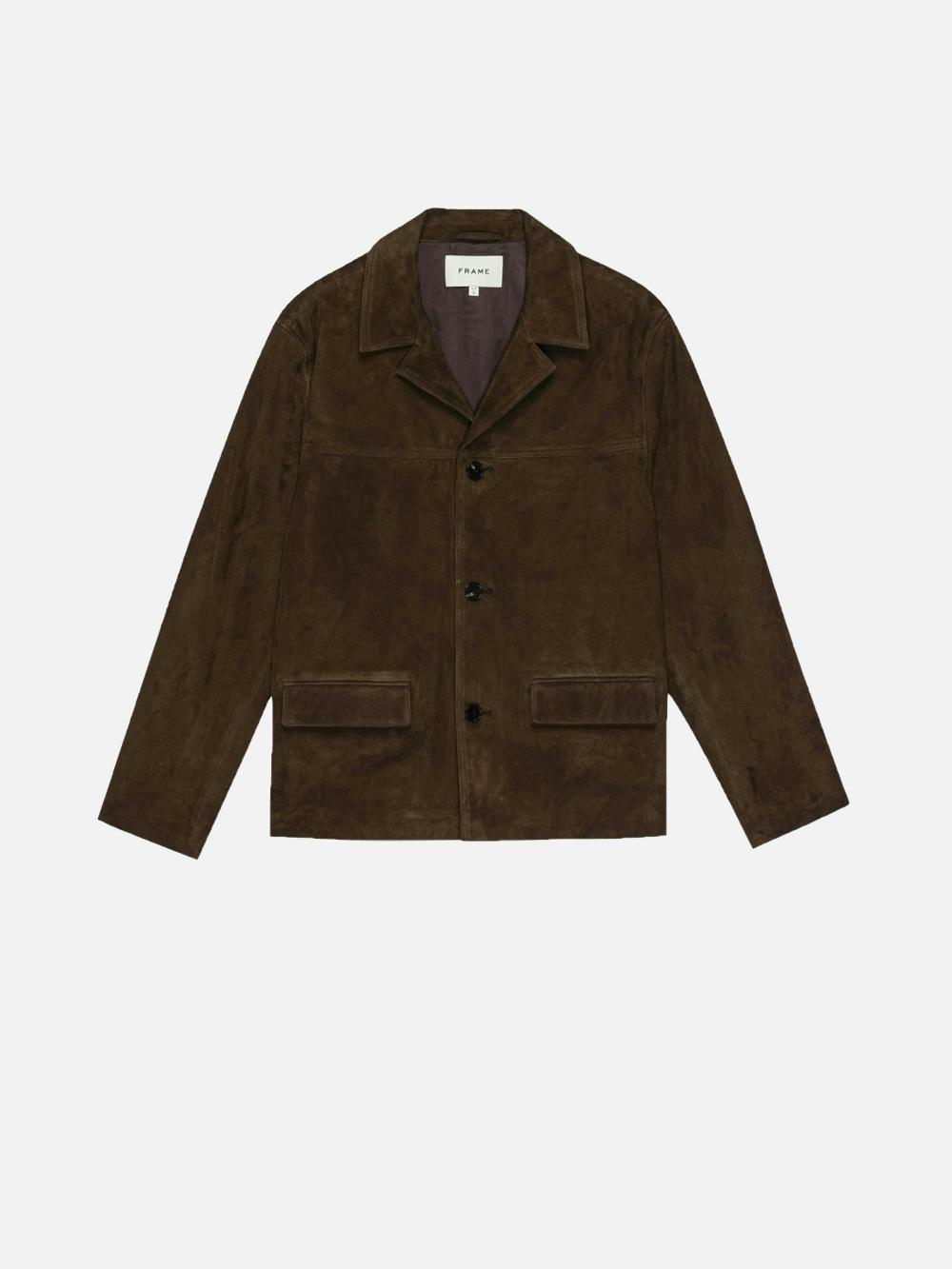 frame Suede Jacket in Dark Camel
